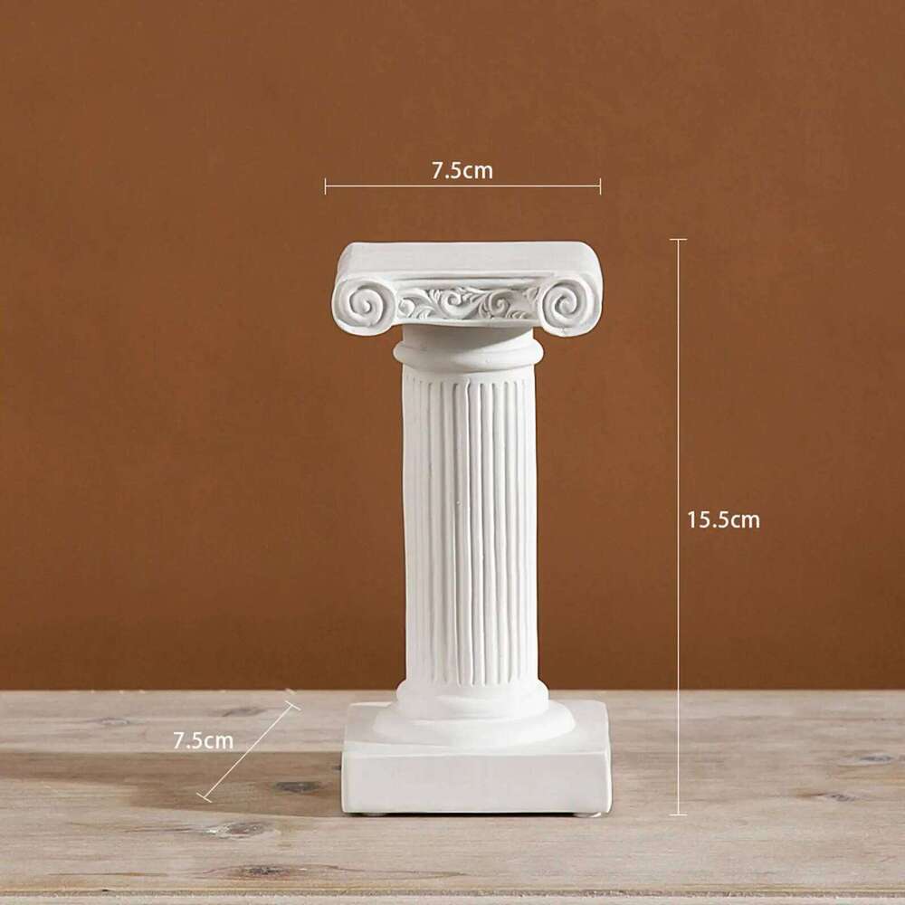 Small Mini Greek Columns Garden Ornament Candlestick Architecture Statue Vintage White Roman Pillars for Desktop Indoor Gift H260310