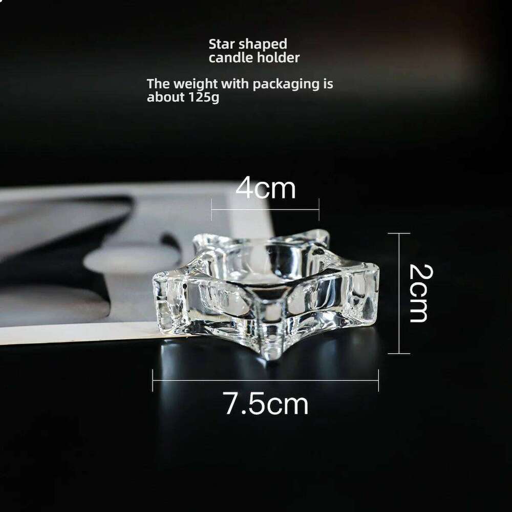 Clear Holder Glass Star Shape Design Table Decor - Transparent Tea Light Candle Stand for Dining Room Wedding Party H260310