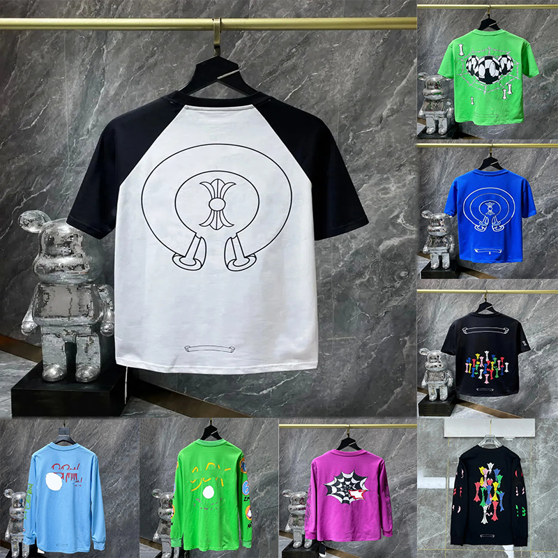 Chrome Pullover casual Designer shirt Men Women High street Shirts Printed Spring Summer Fashion Long Sleeve Hip hop Printed Tops 24x5#