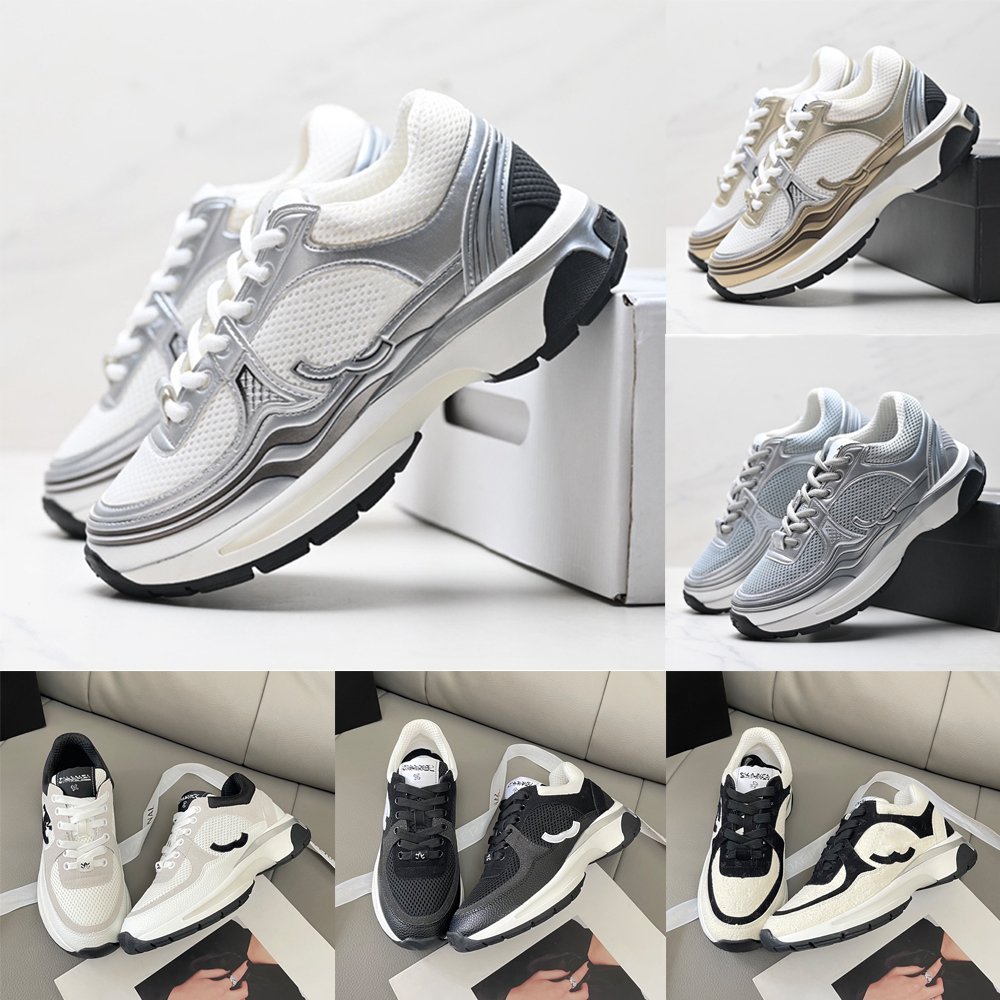 Designer sneakers women trainers casual shoes leather letter overlays fashion luxury platform sneaker ladies shoes white silver black