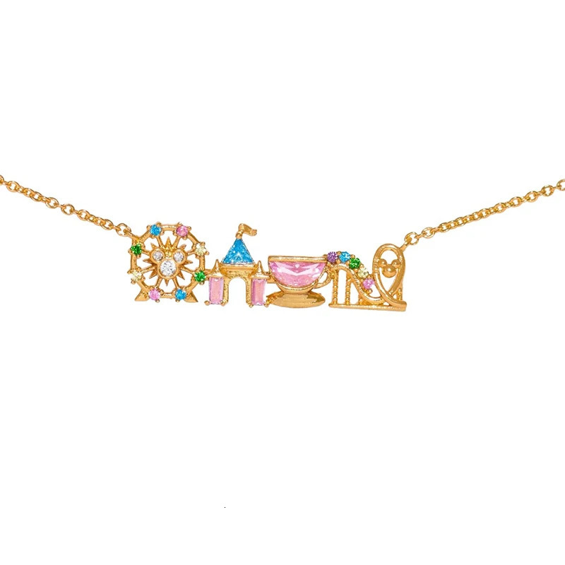 Cute Colorful Zircon Amusement Park Necklace For Women Girl Castle Vegetable Pendant Chain Necklaces Fashion Jewelry 260309