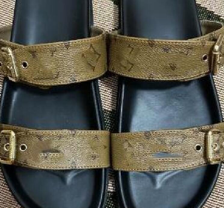 Bom Dia Genuine Leather sandal Slipper Casual Shoe summer beach gladiator Mules hasp New womans Flat Slide luxury Designer Sliders sandale 35-44 V25