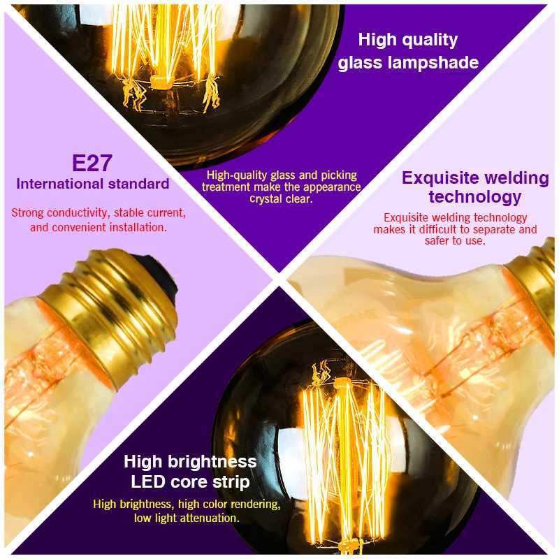 2-8pcs Dimmable Edison Light Bulb E27 40W 220V Retro Vintage Edison Bulb Incandescent Ampoule Bulbs Vintage Edison Lamp Light H260310