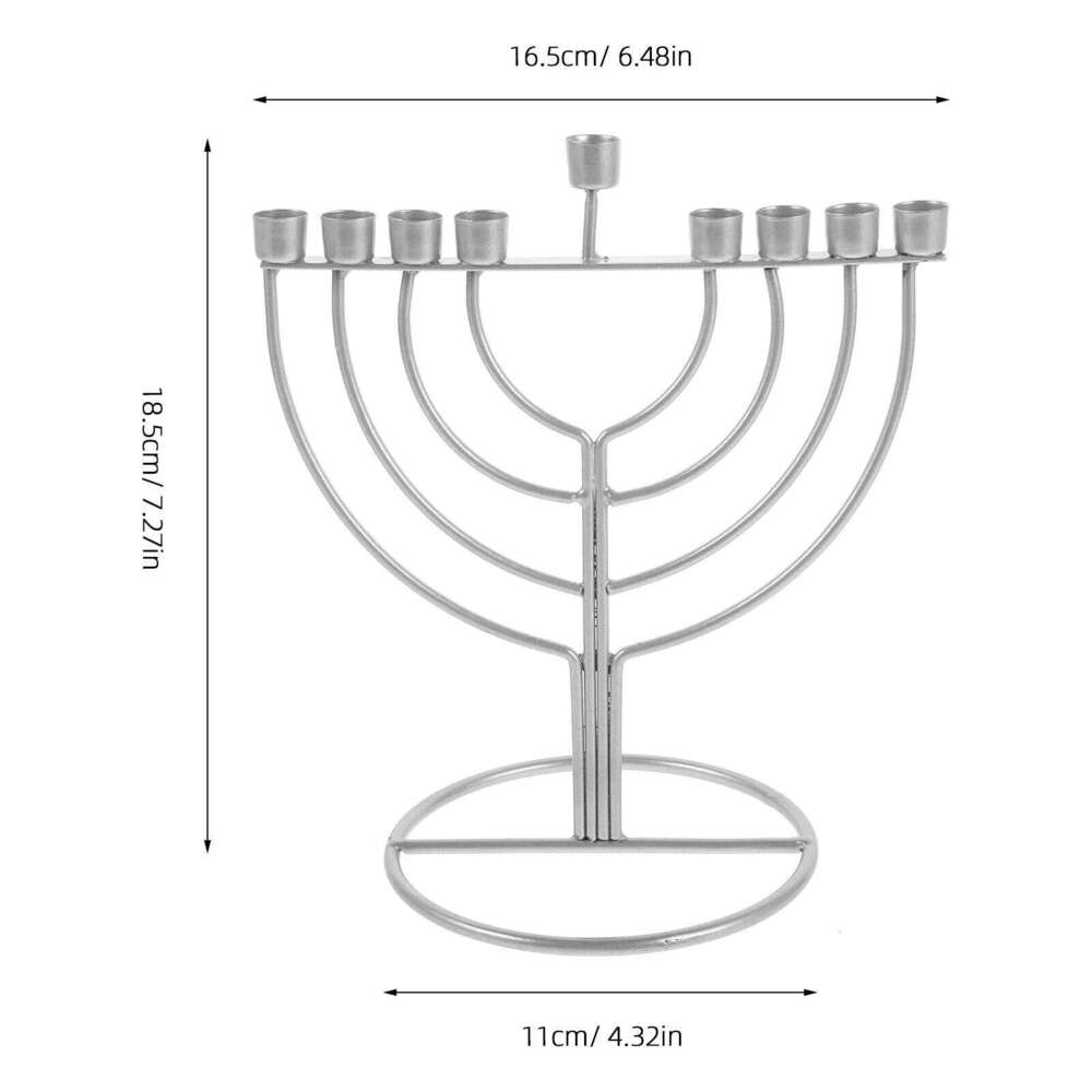 Hanukkah Holder Alloy 9-Branch Jewish Menorah Tabletop Religious Candlestick Decor For Festival Dining Table H260310
