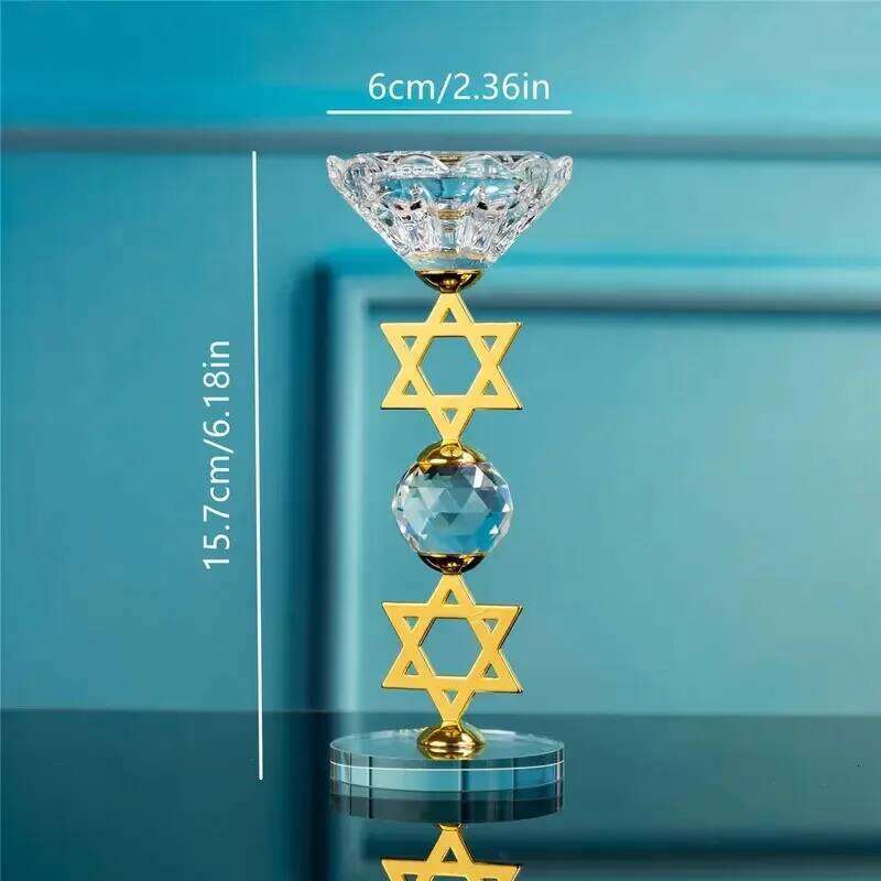 Hexagram Crystal Candle Holder Sacred Geometry Altar Stand for Meditation Yoga Healing Witchcraft Decor H260310