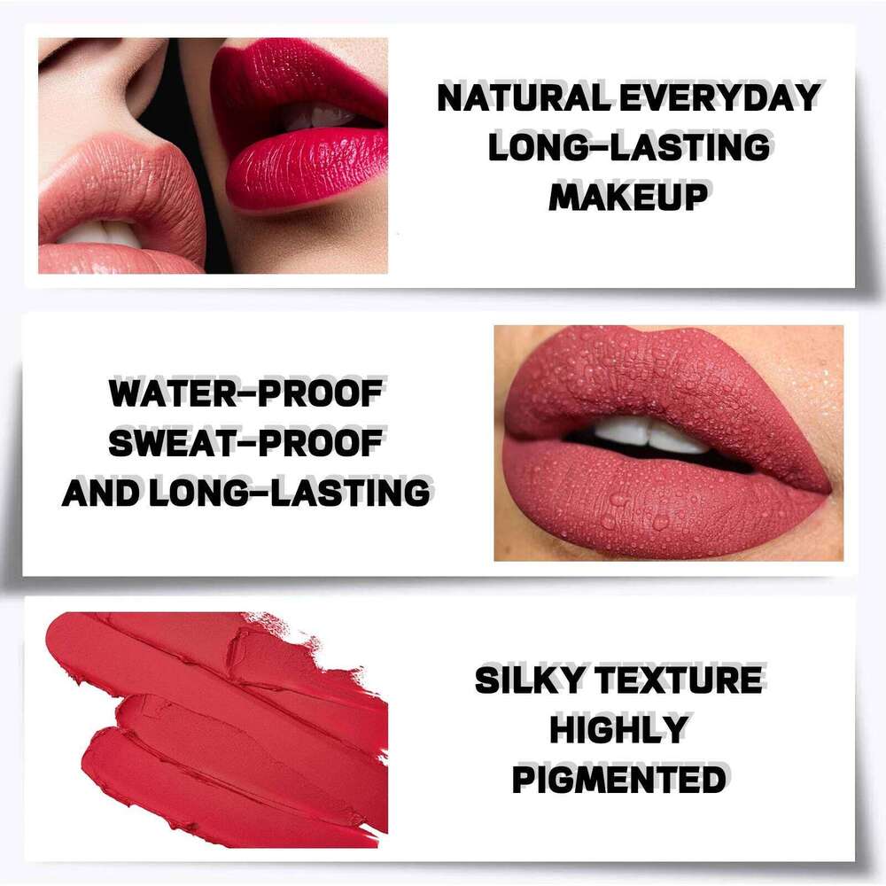 Waterproof Durable Easy To Wear Lipstick Natural Matte Red Velvet Stick Lip Coloring Makeup Women Beauty Cosmetics Z260310