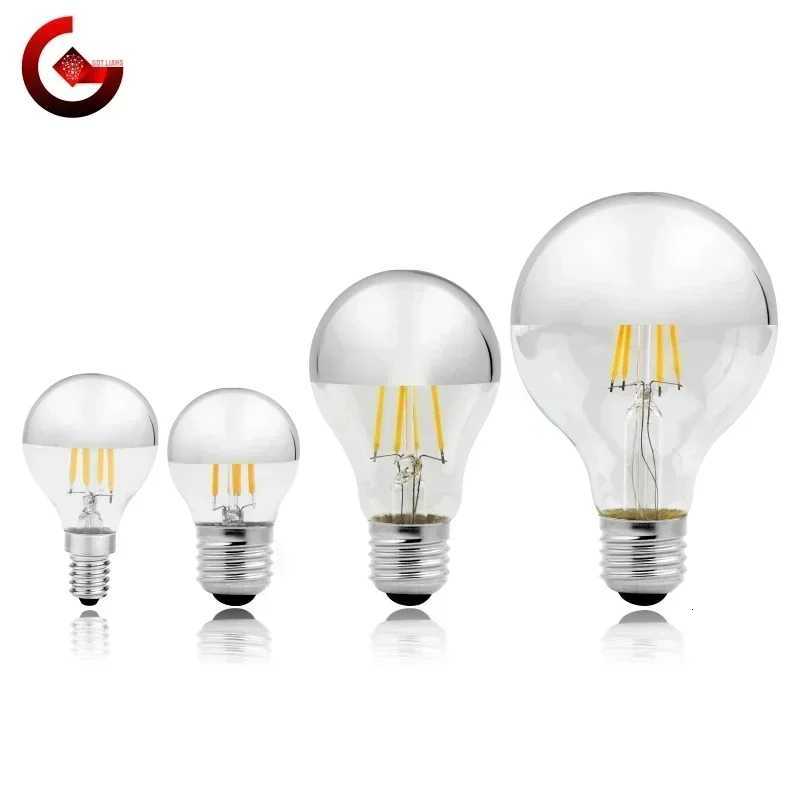 Mirror Silver Retro Edison LED Light Bulb E14 E27 4W G45 A60 ST64 G80 G95 Vintage Filament Lampada LED Lamp Warm White Lighting H260310