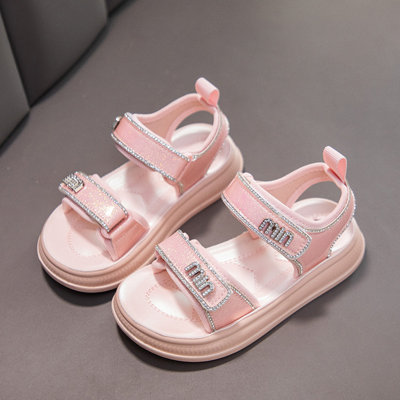 Free shipping Hot Sale Children Summer Sandals Pink White Black Girls Fashion Sneakers Light Weight Comfortable Non-slip Beach Shoes Size27-38
