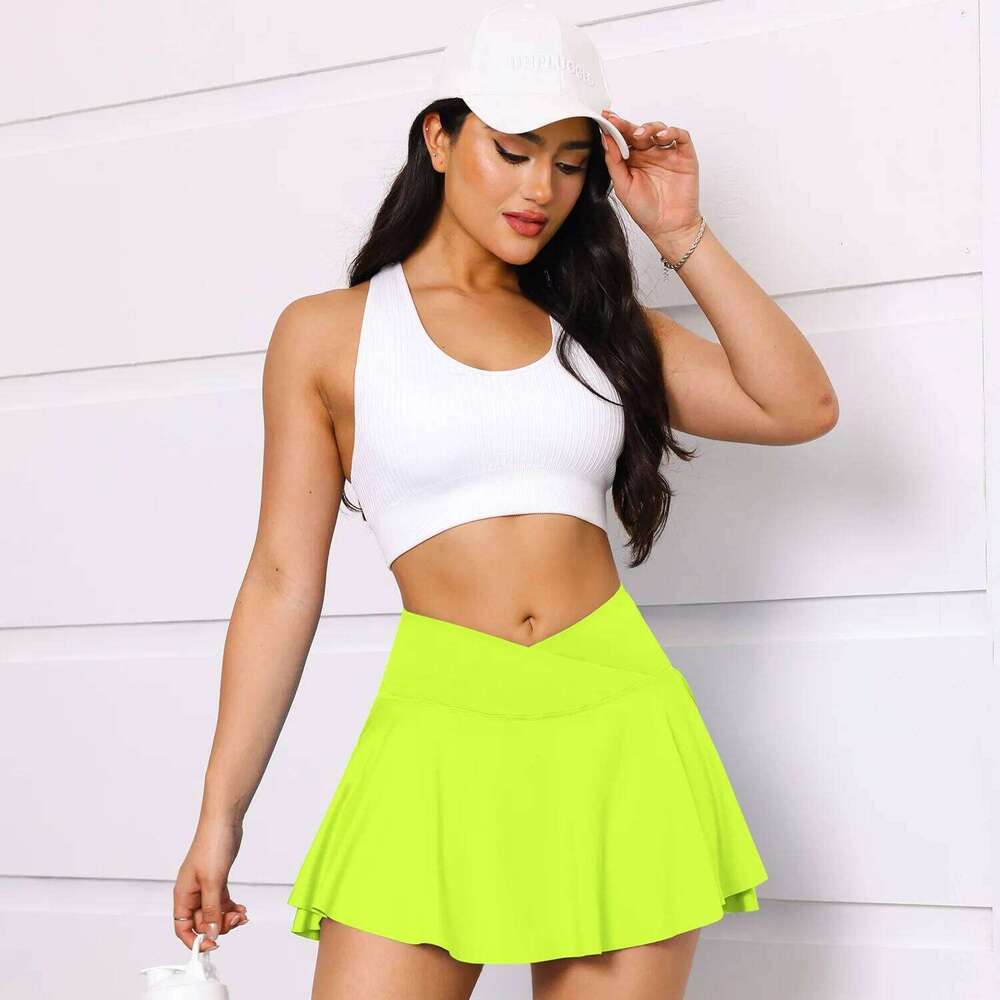 Sexy Gym Tennis Woman Summer Skinny Stretch Activewear Running Pockets Skirt Compression High Waist Shorts 2025 XJ260309