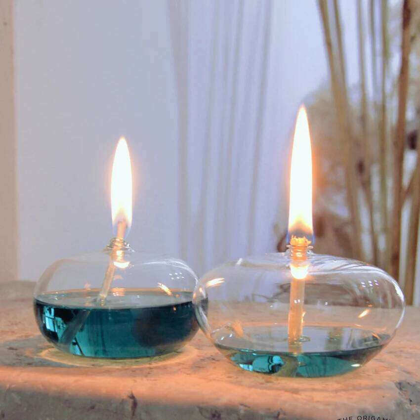 Oil Set Glass Lamp with Desktop Emergency Light for Indoor Use Rustic Farmhouse Decoration Transparent H260310