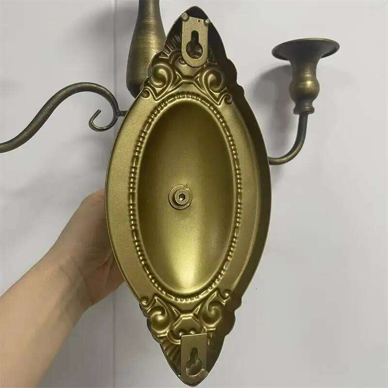 European Iron Candlestick Lamp Dining Table Background Decoration Candle Holder Courtyard Wall Pendant Home Decor H260310