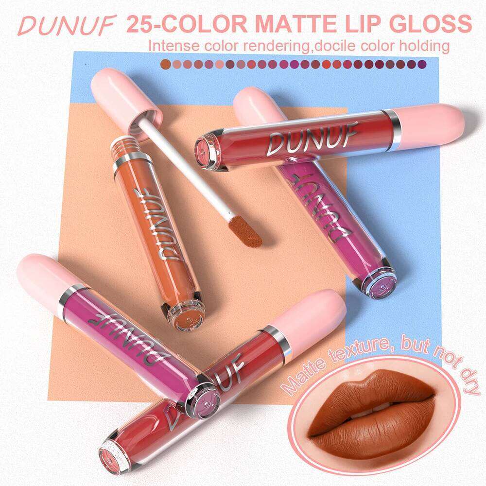 Matte Lip Gloss 16pc/set: Waterproof Lipstick Moisturizing Long Lasting Non-Stick Cup, Nude, Y2K Christmas Valentine's Day Gifts Z260310