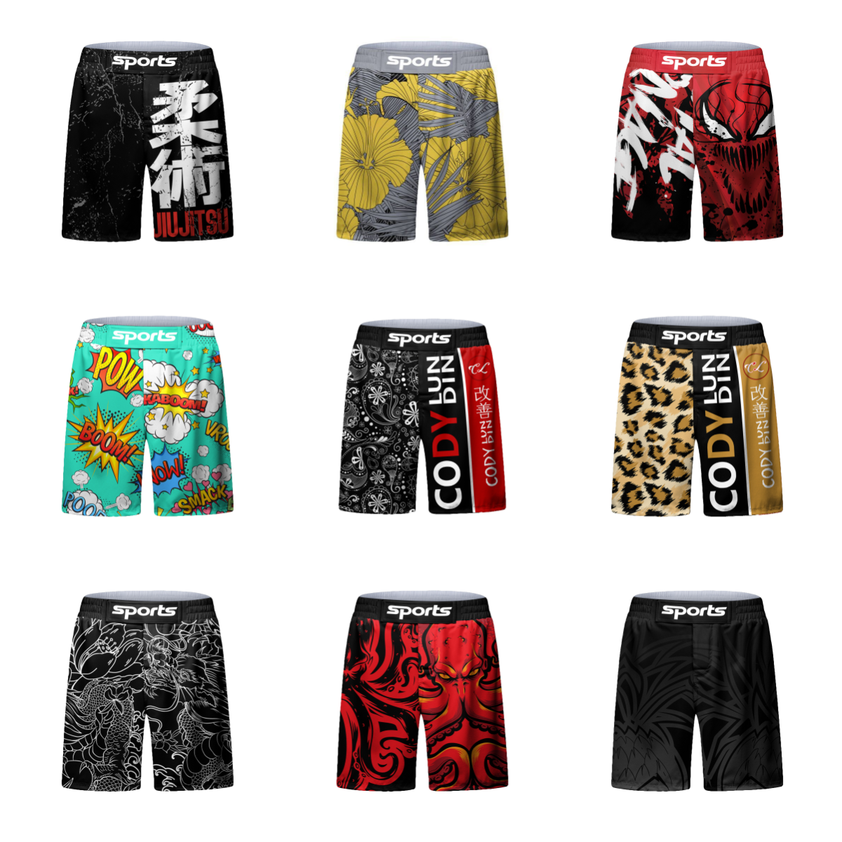 Men's Shorts Sportswear Bjj Jiu Jitsu Gi Rashguard MMA Muay Thai Pants Cool Boxing Suit Running Fitness Tight comfortable training