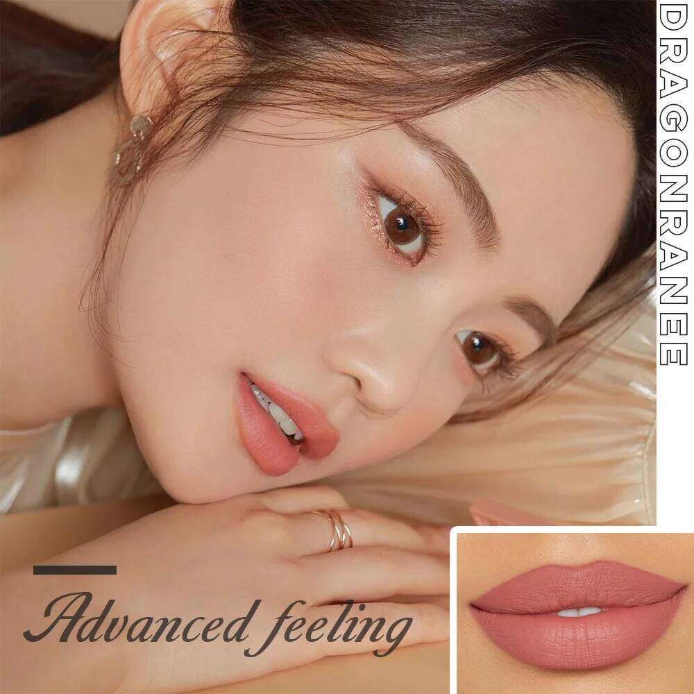 3-Piece of Velvet Matte Lipstick, Small Orange Milk Tea Bean Paste Color Gloss, Easy to Apply, Non-Fading, Non-Stick Cup Lip Gloss Set Box Z260310