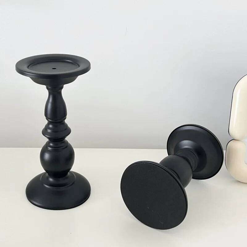 1pc 22cm Vintage Black Candle Holder, Perfect for Creating A Romantic Candlelit Dinner Atmosphere H260310
