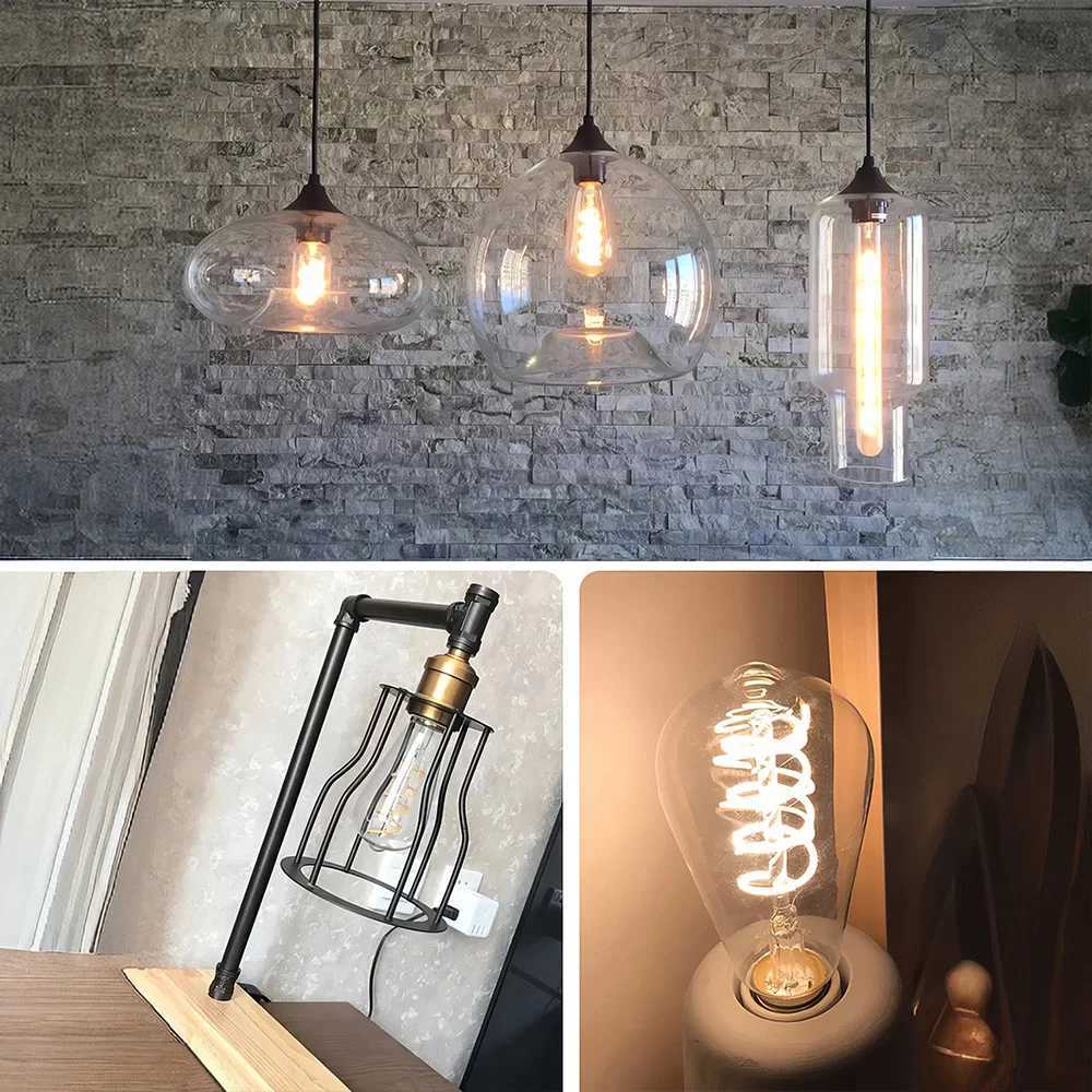 E14 E27 Retro LED Spiral Filament Light Bulb 4W Warm Yellow 220V C35 A60 T45 ST64 T185 T225 G80 G95 G125 Vintage Edison Lamp H2603101