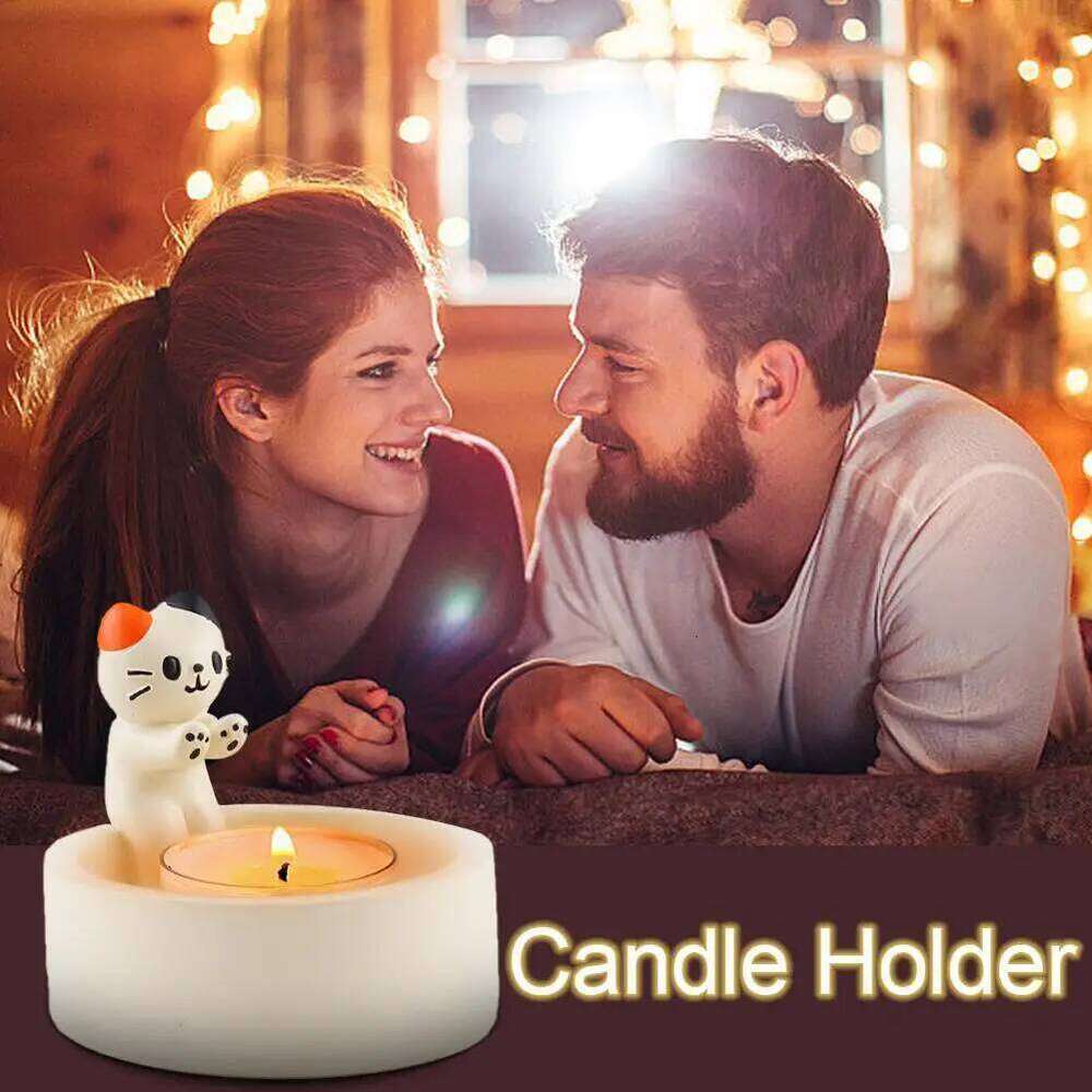 Cute Cartoon Cat Warming Paws Holder, Kitten Tea Light Candle Holder Ornaments Valentines Day Gifts H260310