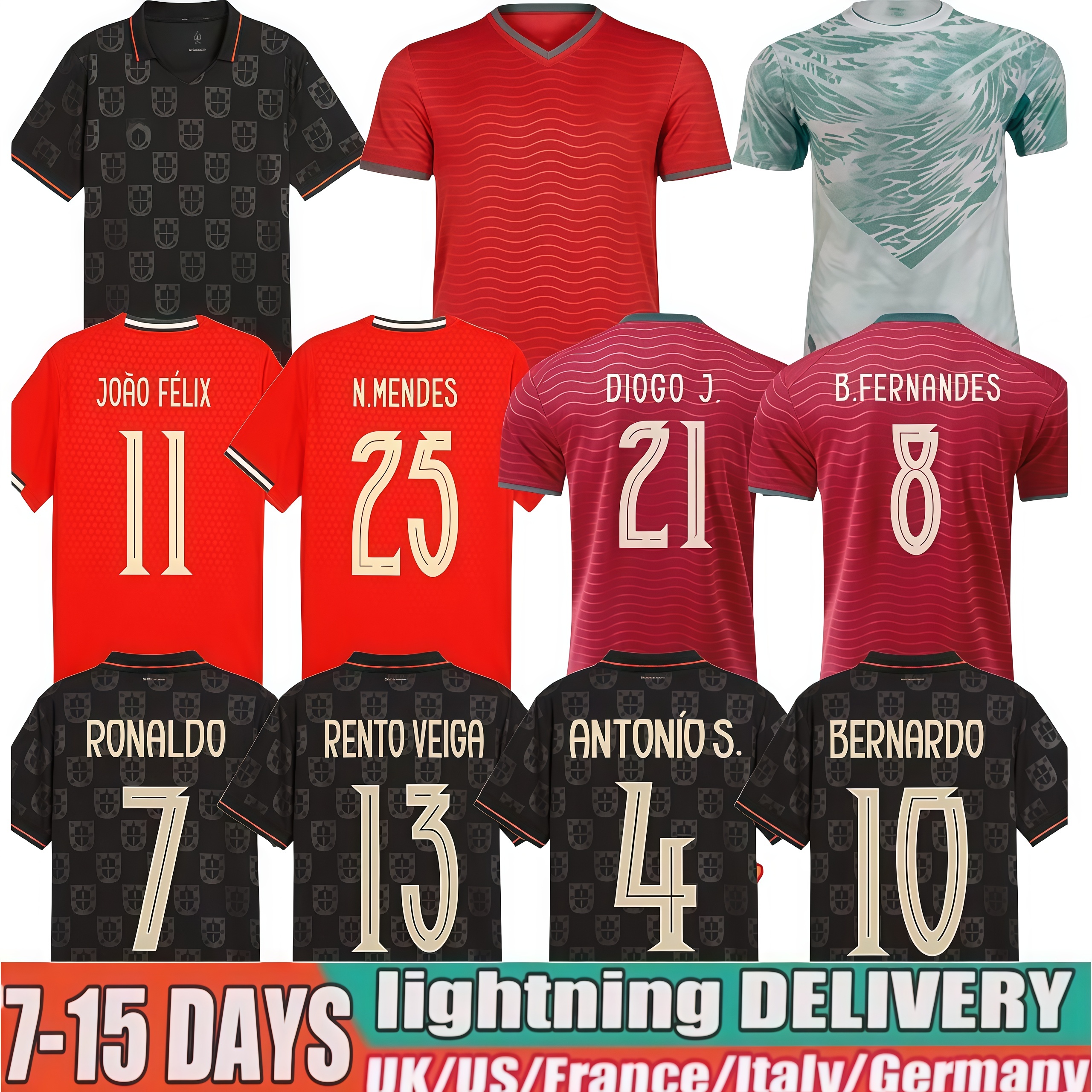 2026 27 Portugal soccer jersey Ronaldo JOAO FELIX Portugal soccer jerseys 25 26 RUBEN NEVES Portuguese football shirt BERNARDO BRUNO long sleeve fans player version