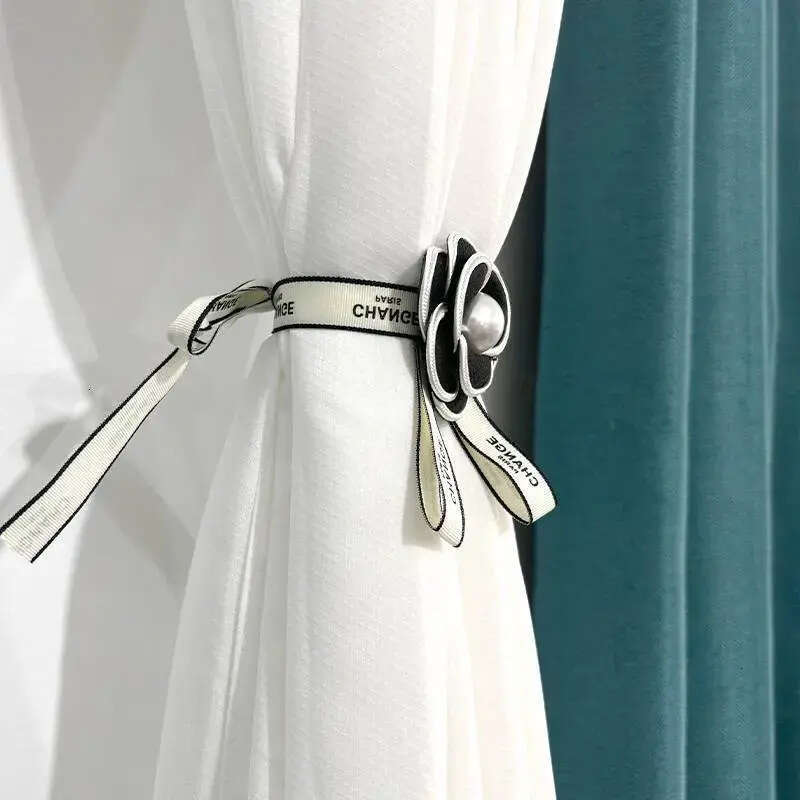 Camellia Flower Small Fragrance Style Tiebacks Simple Sheer Curtain Binding Bands Drawstring Storage Buckle Decorative Accessories