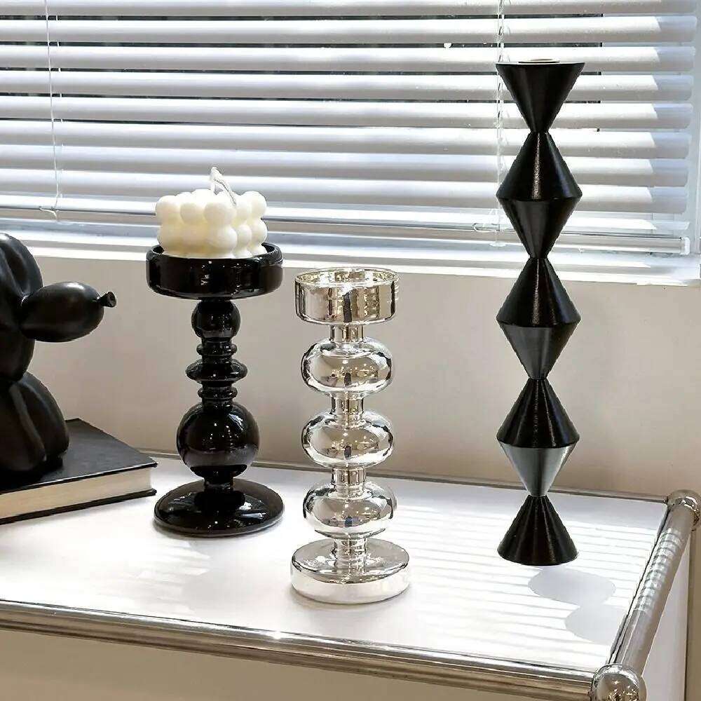 Simple European Style Glass Holders Elegant Unique Minimalist Candlestick Creative Retro Candle Stands Party H260310