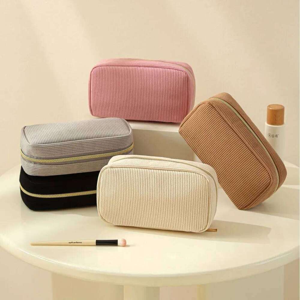 New minimalist corduroy hand in hand, large capacity travel cosmetics storage bag, makeup bag for women XJ260310