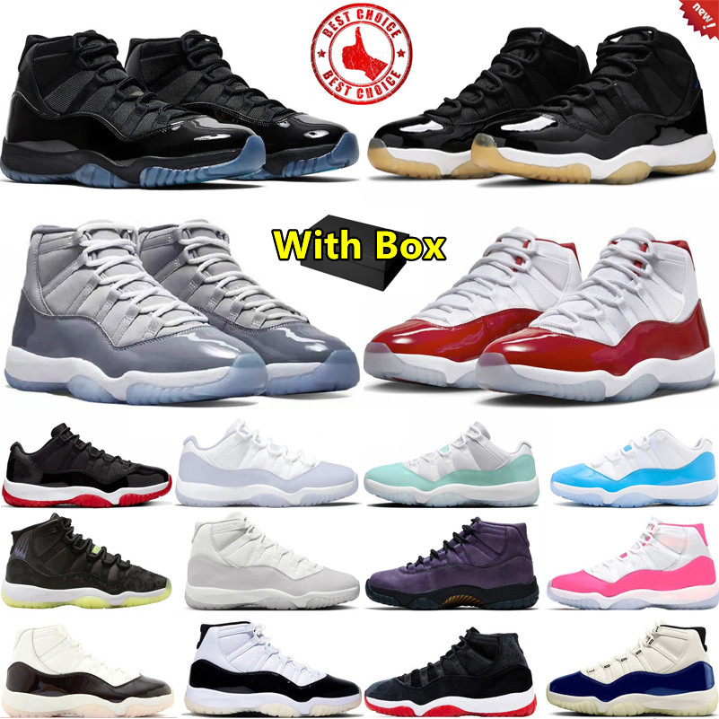 2026 with box 11 11s mens basketball shoes Space Jam Purple Rain Bred Velvet Neapolitan Cherry Cool Grey University Blue men women trainers sports sneakers 36-47