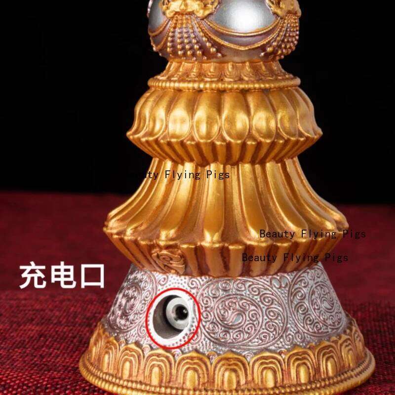 1pc Resin Rechargeable Candle Holder Tibetan Electronic Butter Lamp Buddhist Table Centerpiece Simulated Flame Home Decorative H260310
