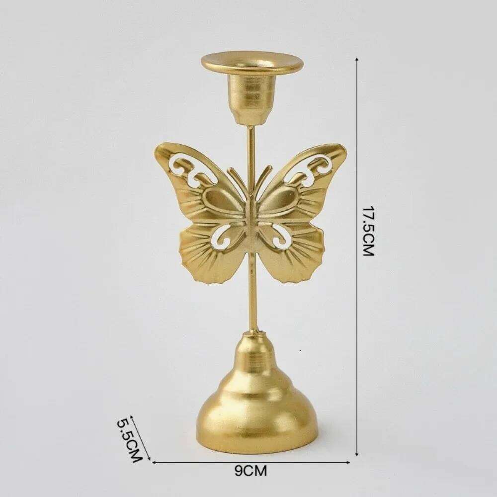 Romantic Retro European Style Candlestick Iron Holder Candle Stand Ornaments Decor Table Decoration Home H260310