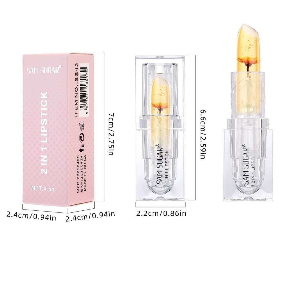 SAM SUGAR 3 Color Temperature Change Easy to Apply Long-lasting Moisturizing Transparent Gold Foil Lipstick Z260310
