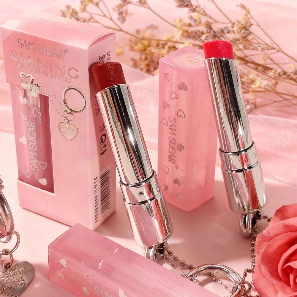 Velvet Metallic Shine Long Lasting Moisturizing No Grainy Highly Pigmented 3D Diamond Glitter Heart Love Lipstick Z260310