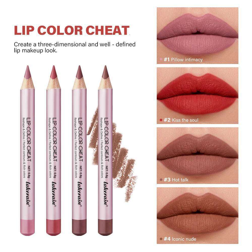 Lakerain Easy To Wear Non-stick Cup Contouring Lip gloss lipstick Pen 4 Colors Lipliner Pencil Waterproof Matte Cosmetics Z260310