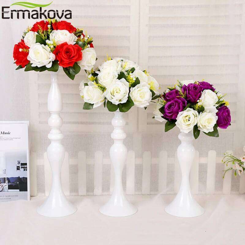 ERMAKOVA Candle Holders Stand Column Candlestick Event Road Lead Flower Vase Rack Table Wedding Centerpieces Party Dinner Decor H260310