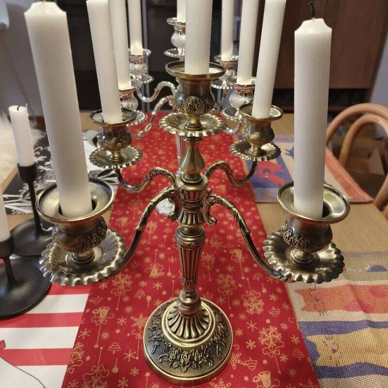 3/5 Heads European Retro Candlestick Decoration Household Candlelight Dinner Metal Holder Wedding Candle Stand Ornament H260310