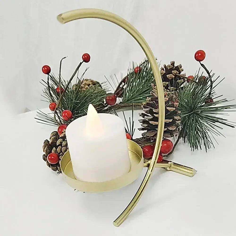 Semicircle Moon Candlestick Wrought Iron Taper Candle Holder Stand for Home Bedroom Living Room Decor Dinning H260310