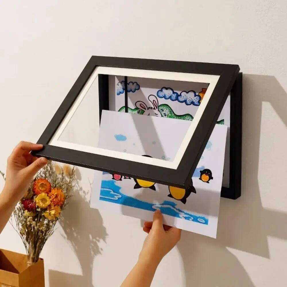 Creative A4/A3 Magnetic Flip Front Opening Changeable A4 Elastic Straps Photo Storage Frame Kindergarten H260310 - view 3