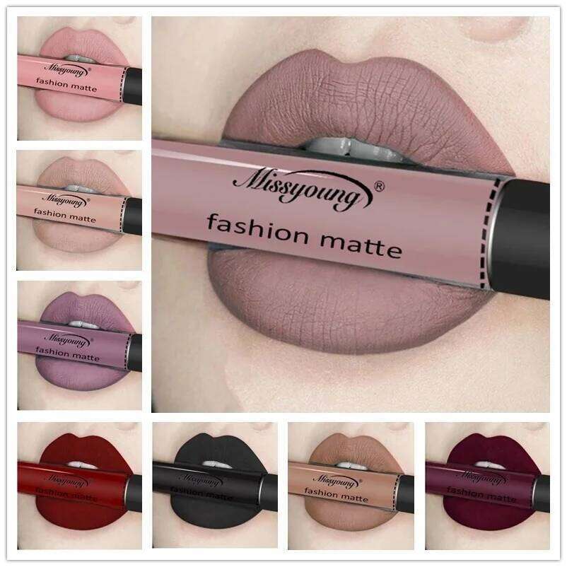 Bare Color Lip Clay Gray Purple Matte Velvet Lipstick Longlasting Blood Red Black Gothic Lipgloss Z260310