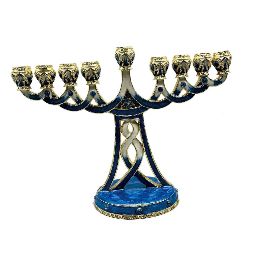 Antique Alloy Menorah Candelabrum 9 Branch Candlestick Candle Holder for Home Table Decor and Altar Display H260310