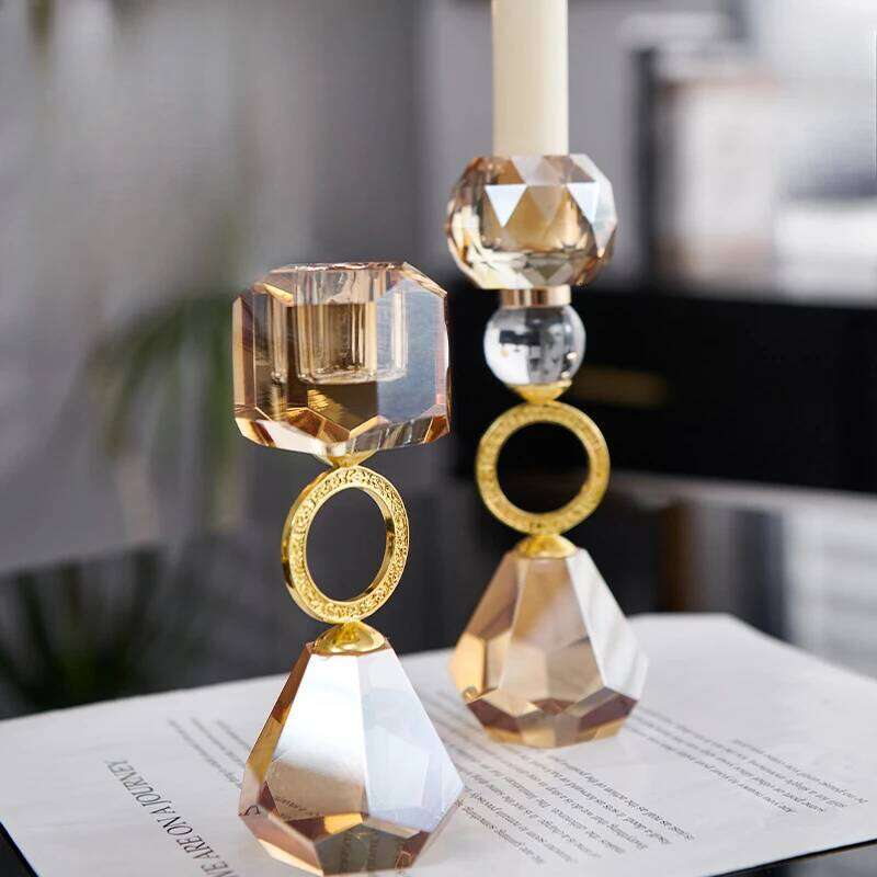 Crystal Champagne Color Decoration Home Metal Aromatherapy Candle Holder Creative Atmosphere Photo H260310
