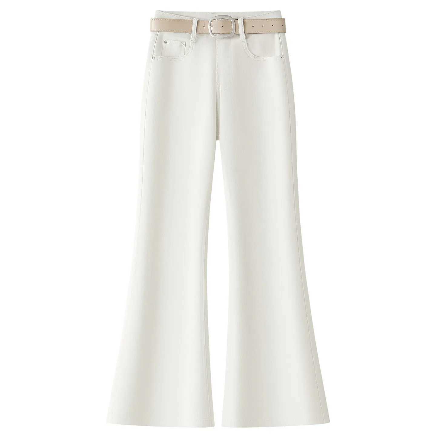 ZJYT Flare Jeans for Women Elegant Spring 2026 High Waist Light Blue White Denim Pants Trousers Lady Casual Bottoms Female M260310