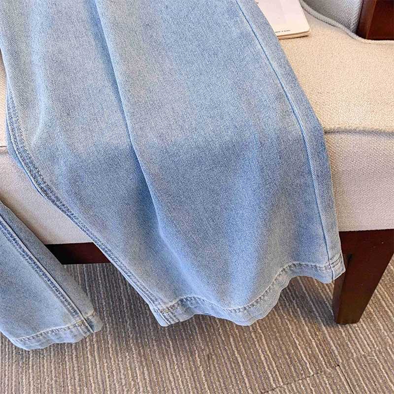 plus Size Womens Cropped Wide-Legged Jeans Summer High Waist Slimming Loose Fashion VersatileFashion Pants3393 M260310