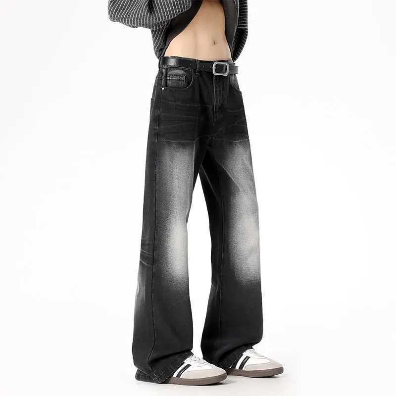 Straight Leg Jeans Casual Wide Leg All Season Wash Floor Mopping Retro Mens And Womens Loose Straight Leg Pants M260310