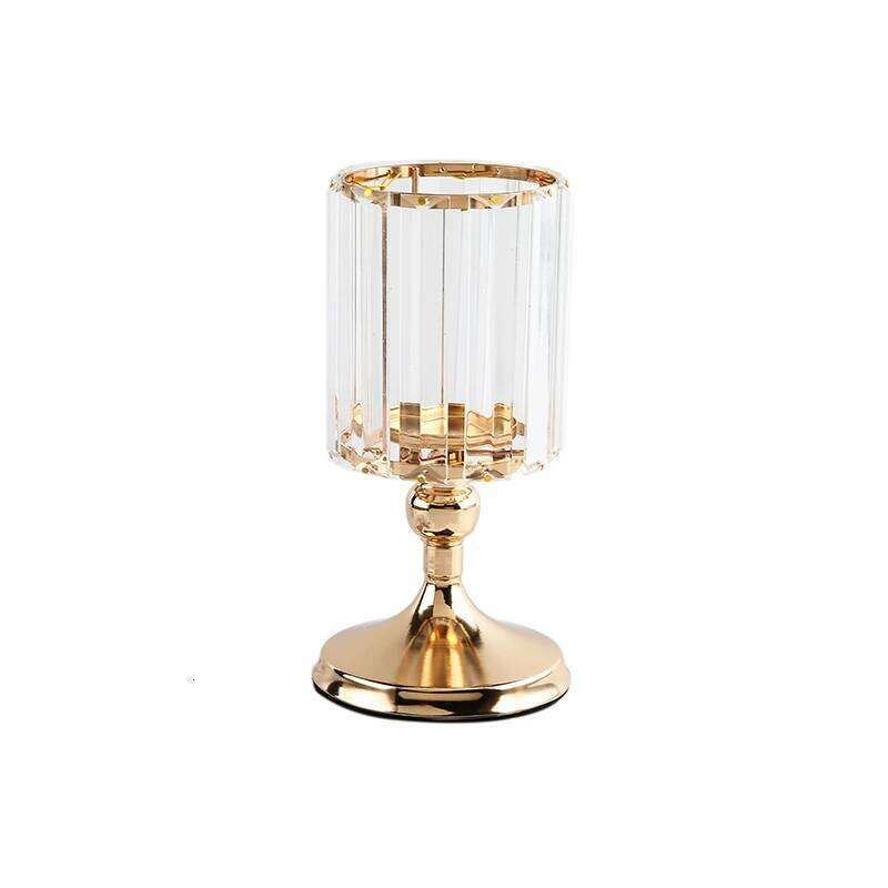Glass Candle Holder Metal Stand Storage Ornament Candlestick Household Desktop Simple Crafts Candelabra Decoration H260310
