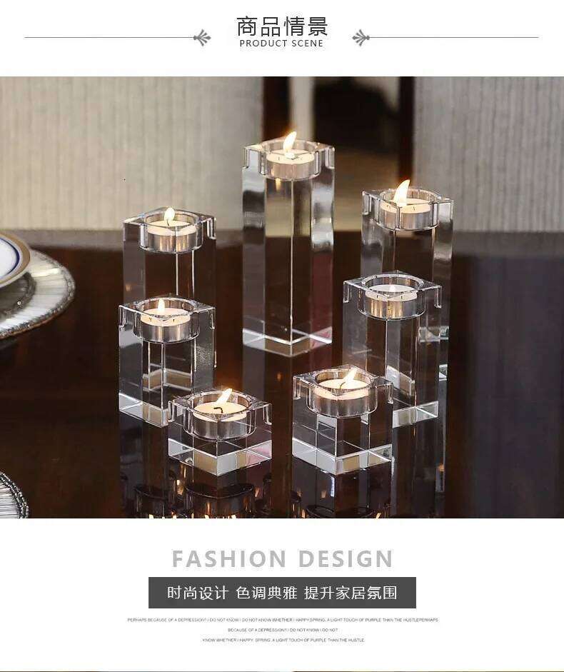 Jinghanlu clear Crystal Candle Holders Small Tealight Candlestick Valentine's Day Candlelight Dinner Table Home decor 9size H260310