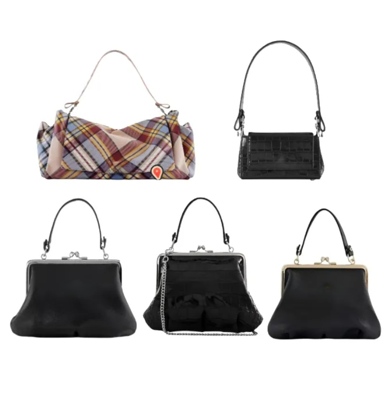 dumpling bag bga Scottish plaid handbag Saturn contrasting color large capacity single shoulder armpit bag crocodile leather bag