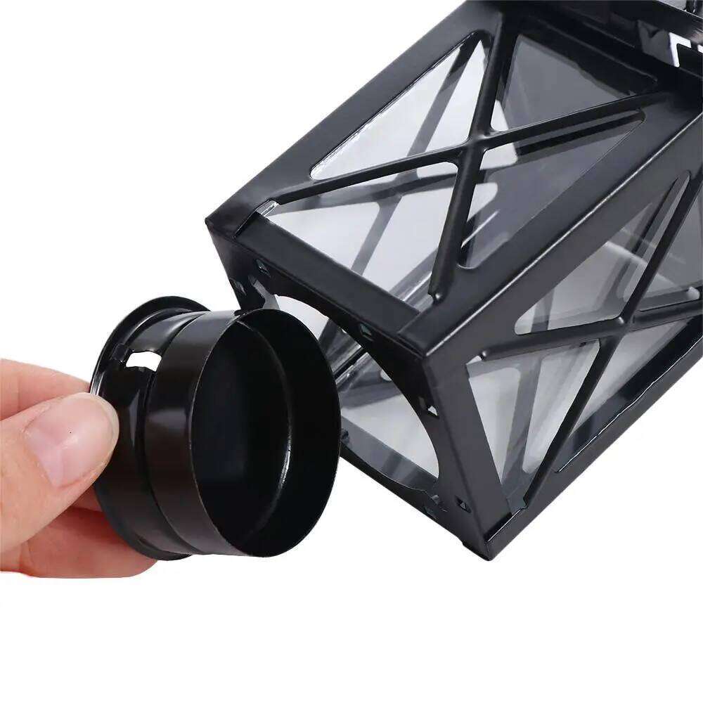 Creative Black European Holder Exquisite Stable Iron Wind Lamp Handmade Outdoor Candle Lantern Living Room H260310