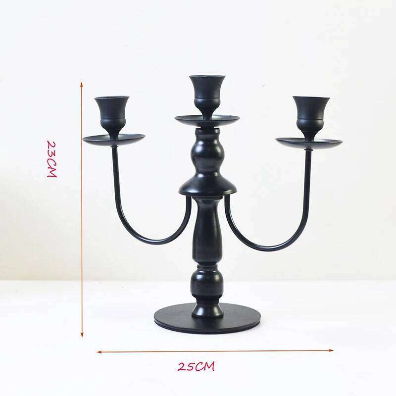 PEANDIM European Black Candlestick Wedding Party Metal Holders 3 & 5 Head Romantic Candlelight Dinner Candle Stand Decor H260310