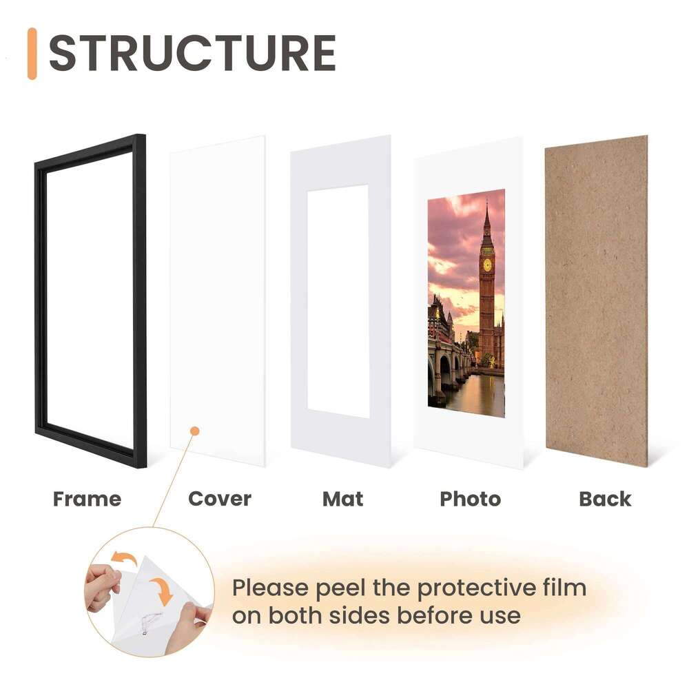 3pcs 11x14 Inch Aluminum Picture Frames with Mat 8x10 Photos, Black Wall Frame for Canvas Poster Artwork Home Decor H260310 - view 5
