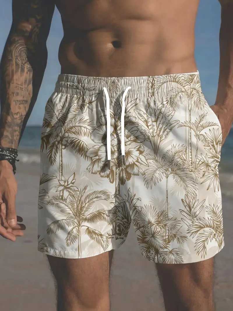Trendy Palm Tree Pattern Beach Shorts For Men Fashion Summer Holiday Vacation 3D Printed Short Pant Casual Oversized Board Short N260310