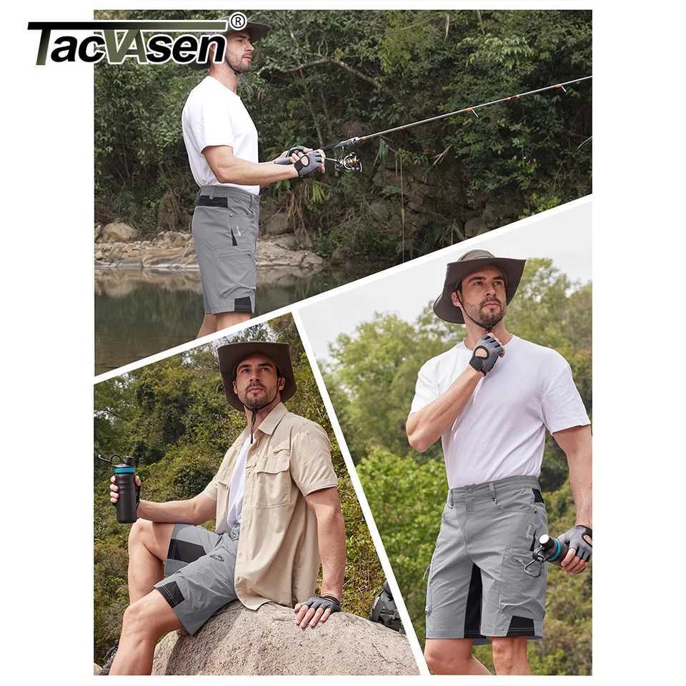 TACVASEN Quick Dry Cargo Shorts Mens Lightweight Work Cargo Shorts Multi Pockets Waterproof Outdoor Hiking Fishing Shorts Male N260310