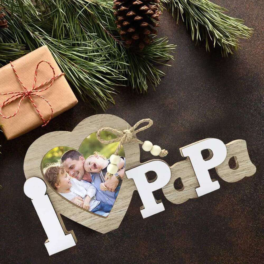 1PC Wooden Crafts for Wedding Love Father's Day Papa Picture English Letter Photo Frame Table Decor H260310 - view 3